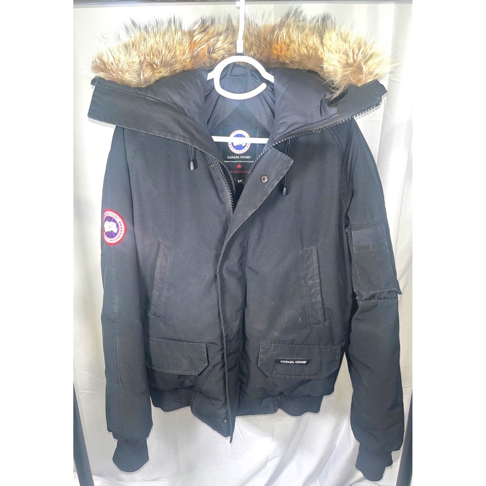 Canada Goose Chilliwack Bomber Jacket Black Fur Hood Winter Coat Small